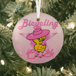 Bicycling Chick #8 Glass Ornament