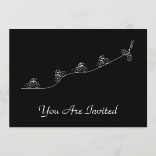 Bicyclist going over the hill invitation