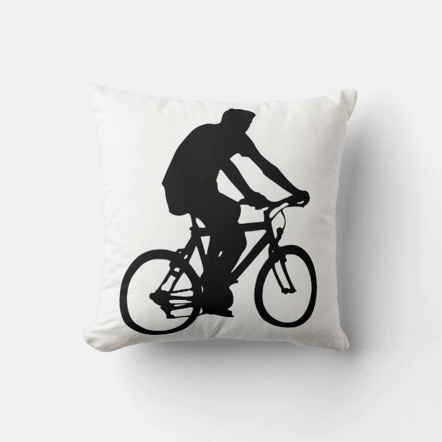 Bicyclist Silhouette Throw Pillow (Front)