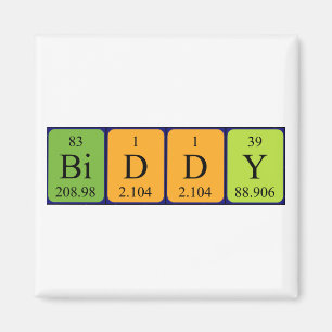 Biddy periodic table name magnet