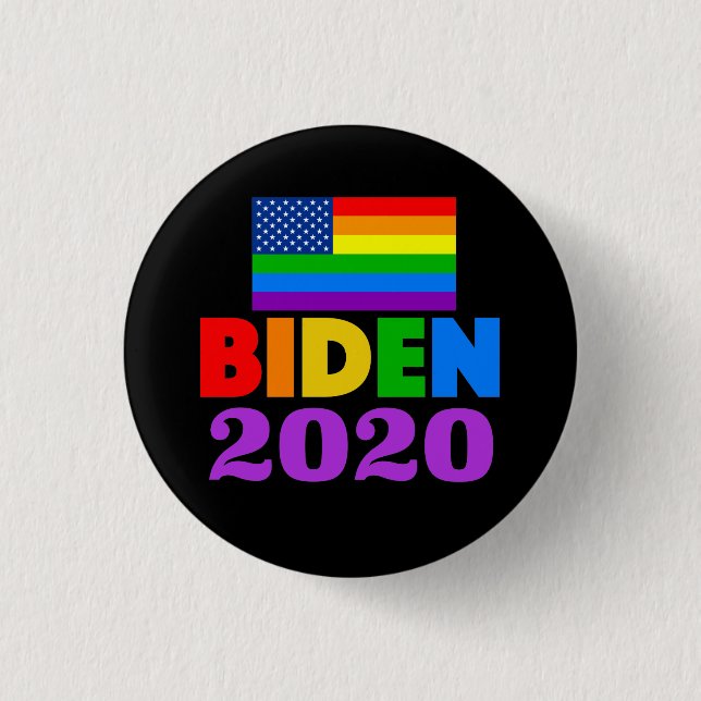Biden 2020 Rainbow Gay Pride 1 Inch Round Button (Front)