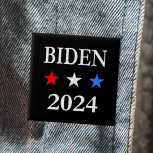 Biden 2024 US President Three Patriotic Stars 2 Inch Square Button