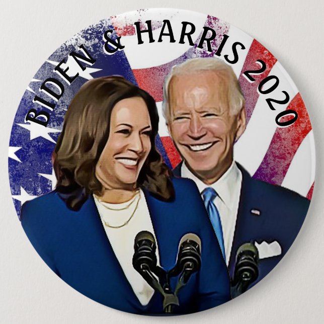 Biden and Harris 2020 Presidential Election 6 Inch Round Button (Front)