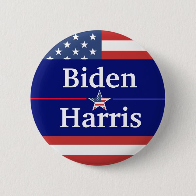 Biden and Harris American Flag 2020 Election 2 Inch Round Button (Front)