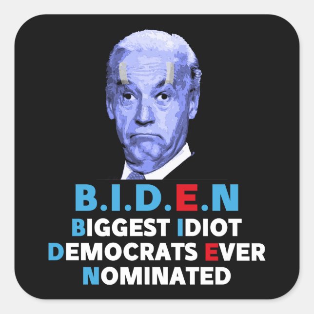 Biden Biggest idiot anti Biden Pro trump 2024  Square Sticker (Front)