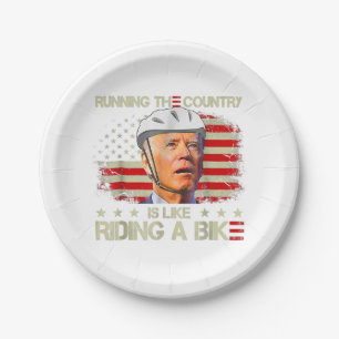 Biden Bike Bicycle Running The Country Is Like Rid Paper Plate