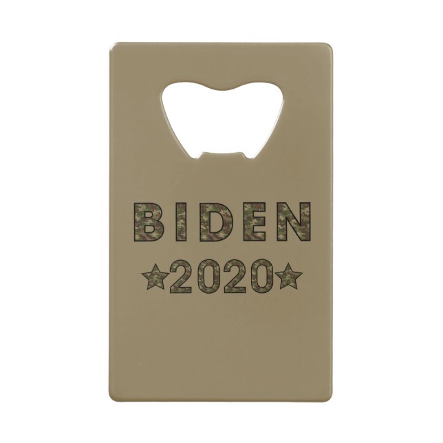 Biden Camouflage Brown Background Credit Card Bottle Opener (Front)