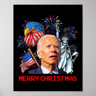 Biden Confused Patriotic Merry Christmas For 4th O Poster