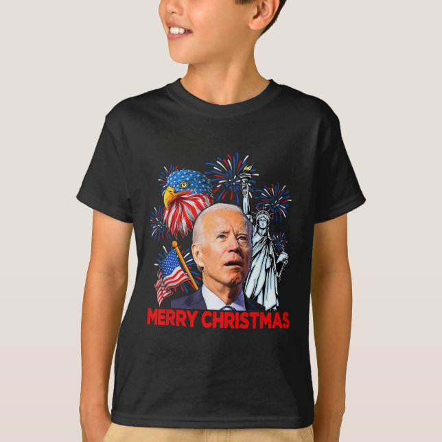 Biden Confused Patriotic Merry Christmas For 4th O T-Shirt (Front)