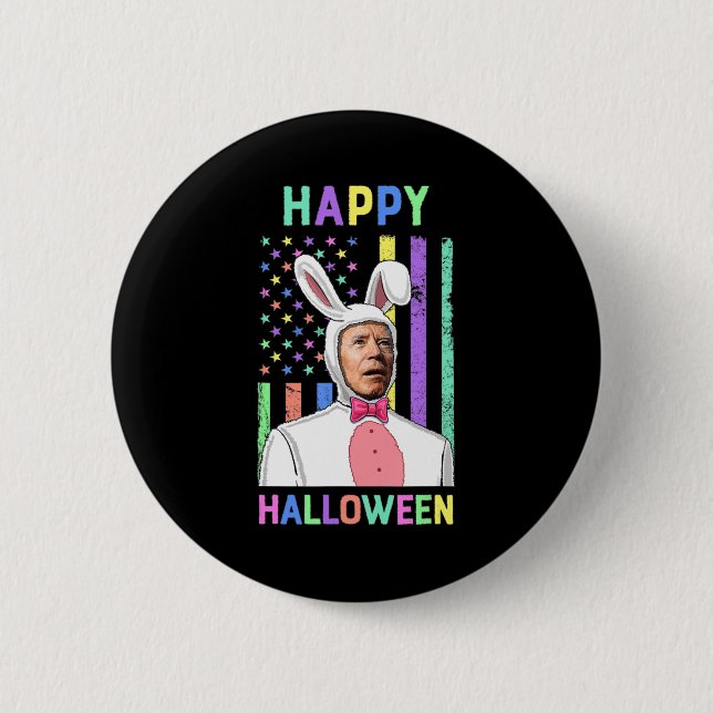 Biden Easter Happy Halloween Bunny Joe Easter Flag 2 Inch Round Button (Front)