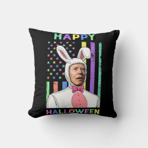 Biden Easter Happy Halloween Bunny Joe Easter Flag Throw Pillow