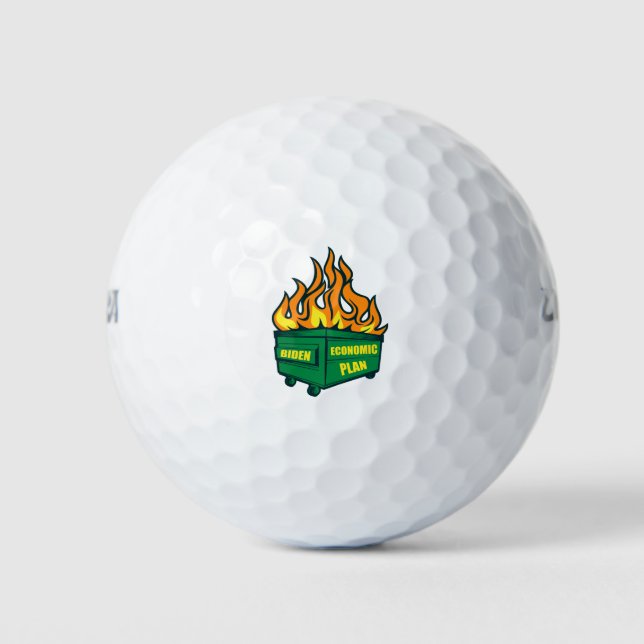 Biden Economic Plan Dumpster Fire Golf Balls (Front)