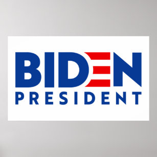 Biden for President Blue and Red Slogan, ZSSG Poster
