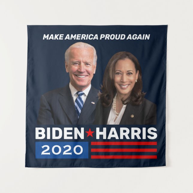 Biden Harris 2020 Blue Campaign Banners Tapestry (Front)