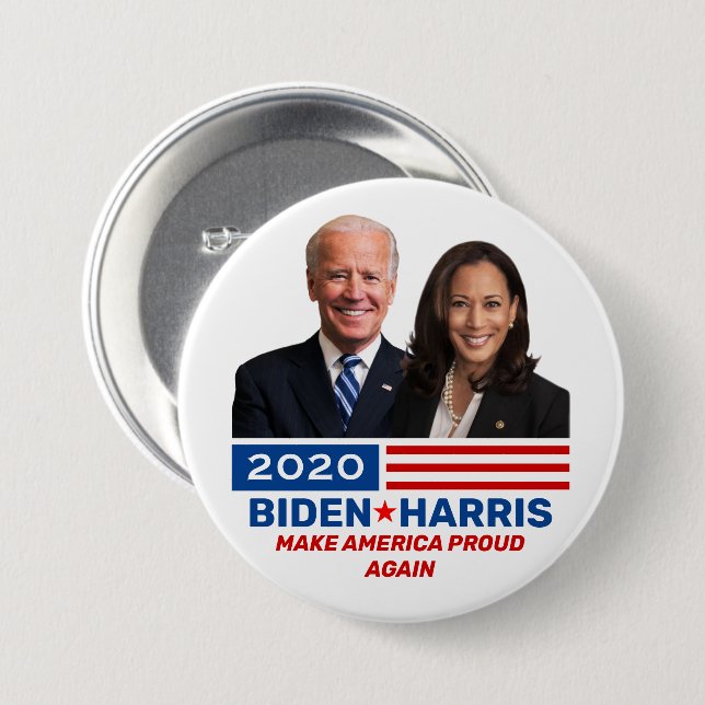 Biden Harris 2020 Collectible Campaign Pinback 3 Inch Round Button (Front & Back)