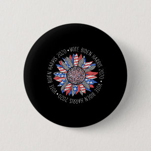 Biden Harris 2020 Cute Red White Blue Sunflower Sh 2 Inch Round Button