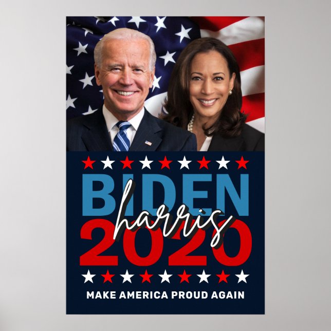 Biden Harris 2020 Election Patriotic Flag Photo Poster (Front)