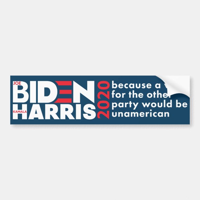 Biden / Harris 2020 Election Trump is unamerican Bumper Sticker (Front)