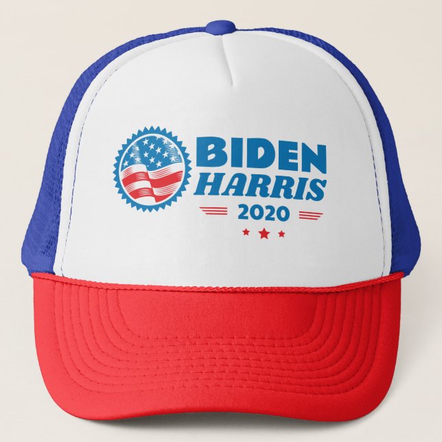Biden Harris 2020 Flag Seal Trucker Hat (Front)