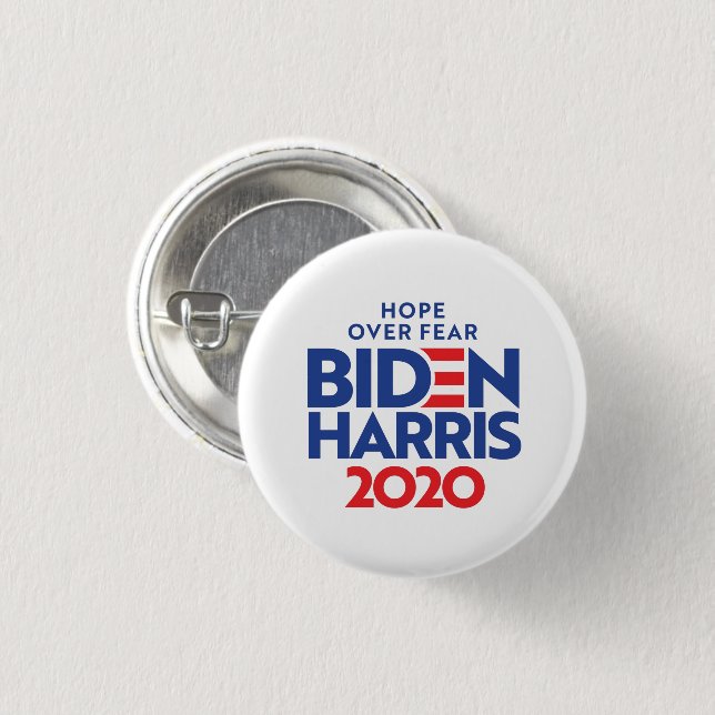 BIDEN HARRIS 2020 - Hope Over Fear 1 Inch Round Button (Front & Back)