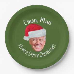 Biden Harris 2020 - Joe Santa Hat - C'mon Man Paper Plate