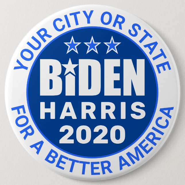 Biden Harris 2020 Presidential Election Political 6 Inch Round Button (Front)