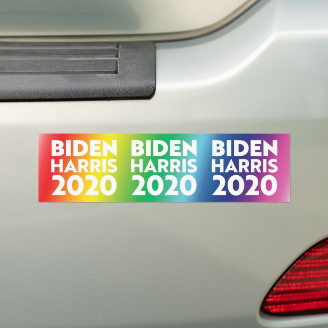 Biden Harris 2020 rainbow Pride lgbtq lgbt car Bumper Sticker (On Car)