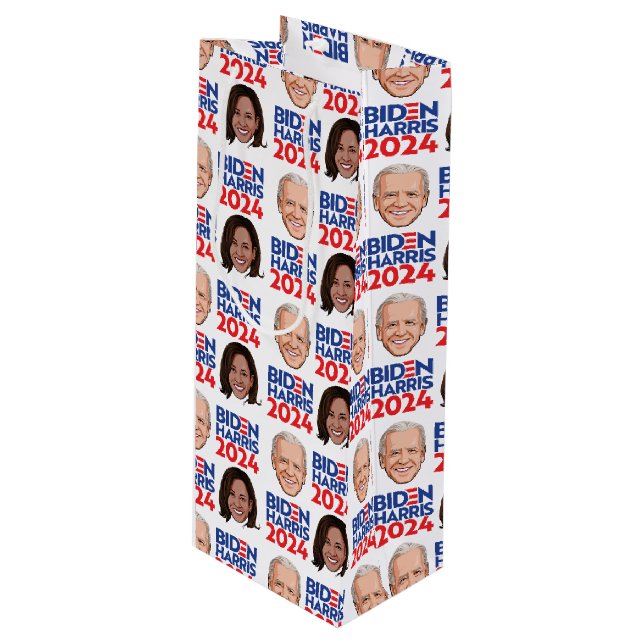 Biden Harris 2024 Birthday Wine Gift Bag (Front Angled)