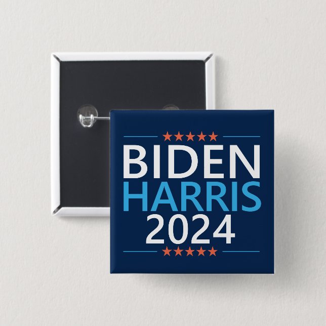 Biden Harris 2024 for President US Election 2 Inch Square Button (Front & Back)