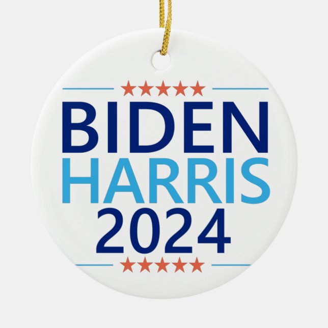 Biden Harris 2024 for President US Election Ceramic Ornament (Front)