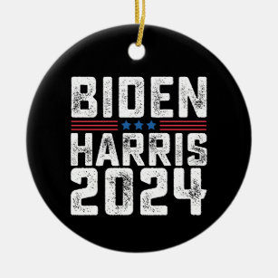 Biden Harris 2024 For President Vintage Ceramic Ornament
