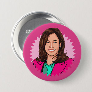 Biden Harris 2024 in Pink 3 Inch Round Button