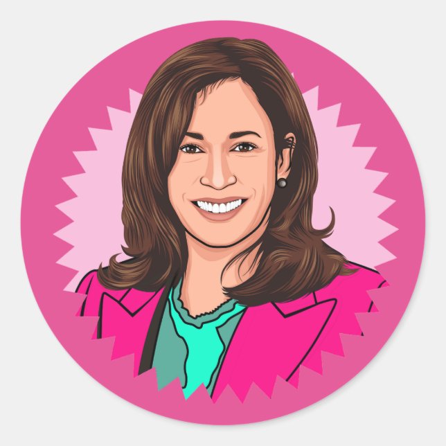 Biden Harris 2024 in Pink Classic Round Sticker (Front)