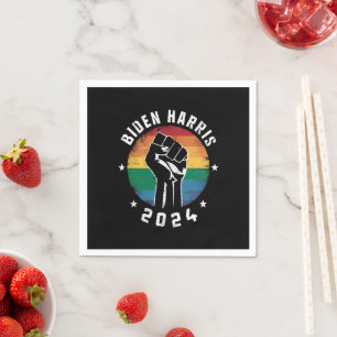 Biden Harris 2024 LGBT Rainbow Gay Pride Election  Napkin