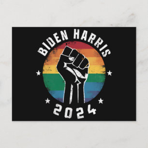 Biden Harris 2024 LGBT Rainbow Gay Pride Election  Postcard