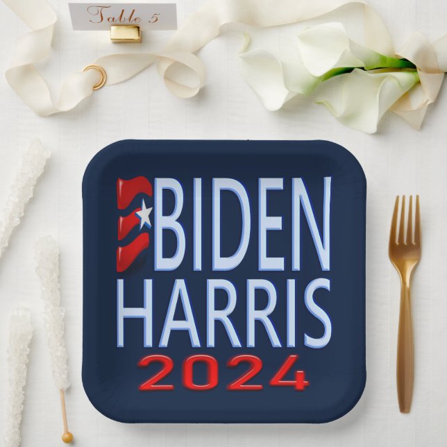 Biden Harris 2024 Presidential Election Paper Plate (Wedding)