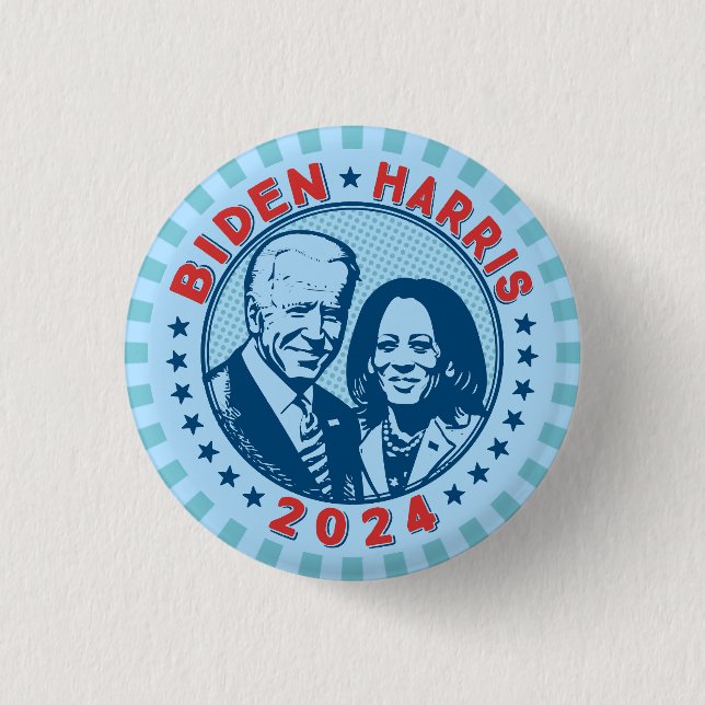 Biden Harris 2024 Retro 1 Inch Round Button (Front)