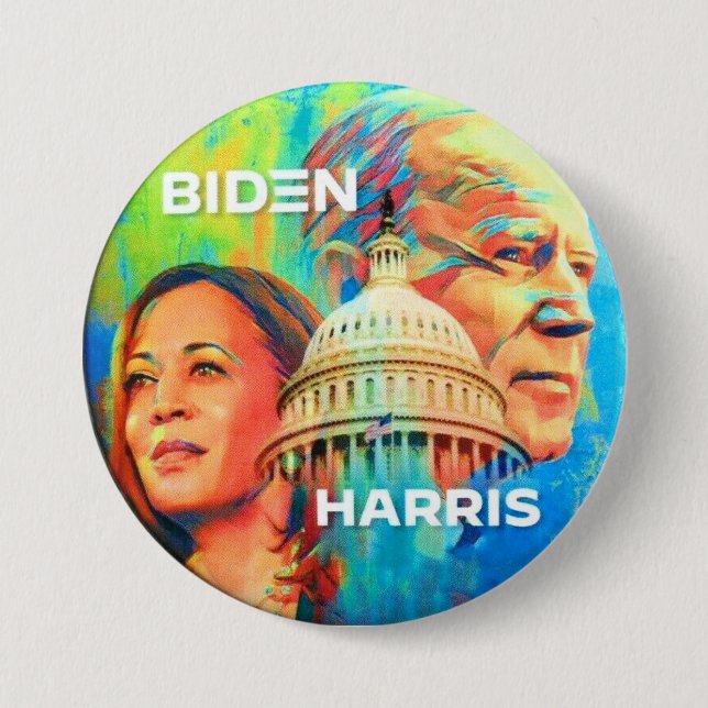 Biden Harris 3 Inch Round Button (Front)