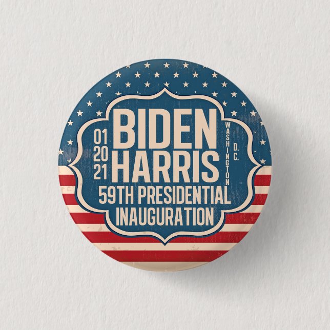 Biden Harris 59th Inauguration Commemorative 1 Inch Round Button (Front)