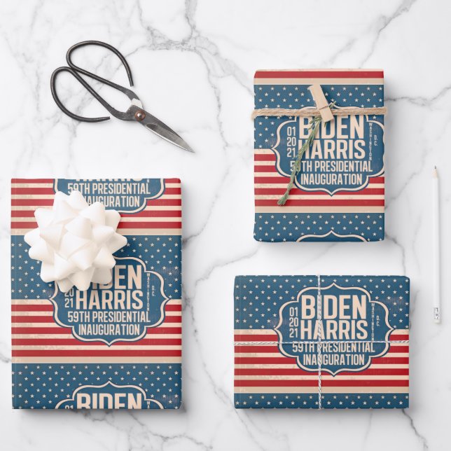 Biden Harris 59th Inauguration Commemorative Wrapping Paper Sheet (Front)