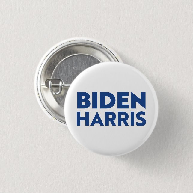 "Biden Harris" blue letters - 1 Inch Round Button (Front & Back)
