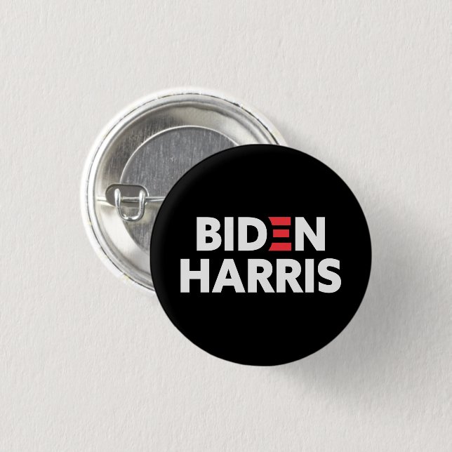 Biden / Harris Election Campaign Black & White 1 Inch Round Button (Front & Back)