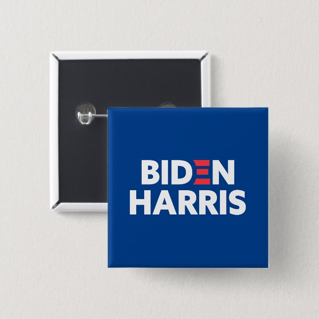 Biden / Harris Election Campaign Blue 2 Inch Square Button (Front & Back)