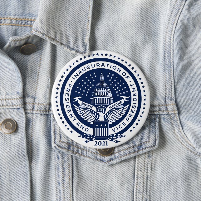 Biden Harris Inaugural Logo Inauguration Day 2021 4 Inch Round Button (In Situ)