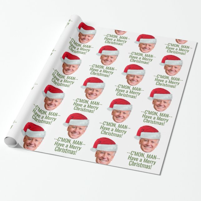 Biden Harris - Joe Santa Hat - C'mon Man Wrapping Paper (Unrolled)