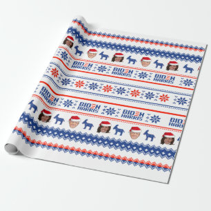 Biden Harris Pattern Holiday Wrapping Paper