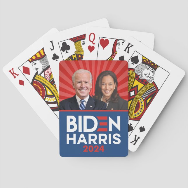 Biden Harris Photo - 2024 star - Red White Blue Playing Cards (Back)