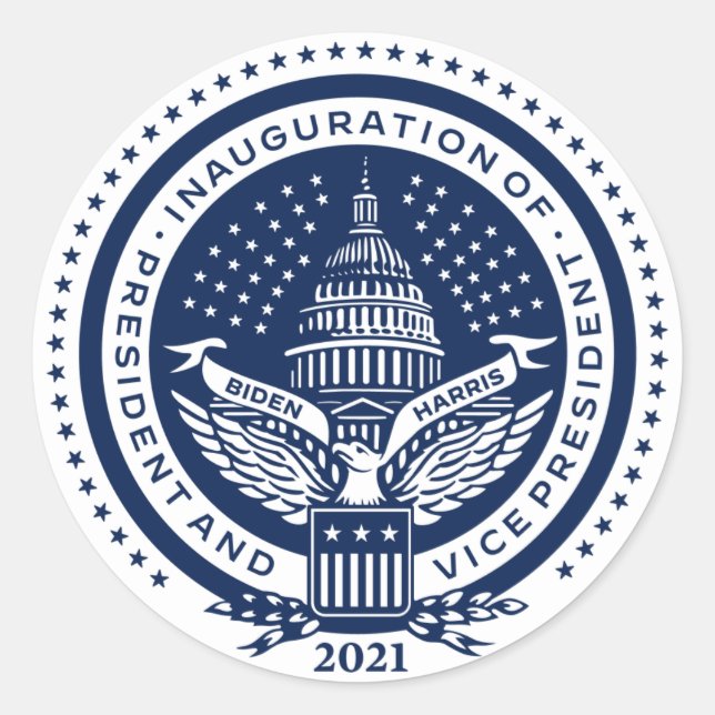 Biden Harris President Inaugural Logo Inauguration Classic Round Sticker (Front)
