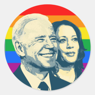 BIDEN HARRIS PRIDE BADGE LARGE CLASSIC ROUND STICKER