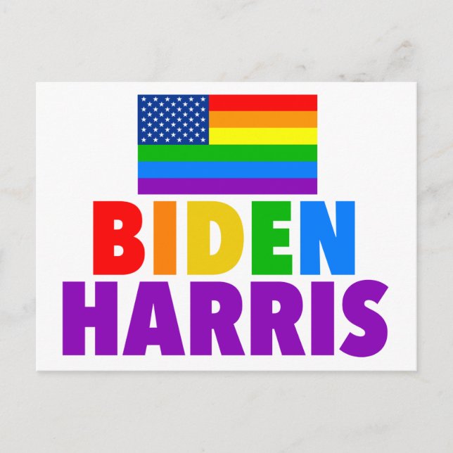 Biden Harris Rainbow American Flag Gay Pride Postcard (Front)